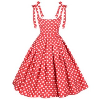 Sukienka pin up retro w grochy groszki czerwona BARBIE