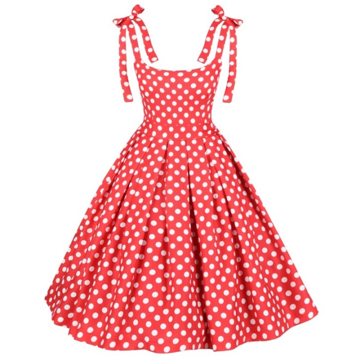 Sukienka pin up retro w grochy groszki czerwona BARBIE