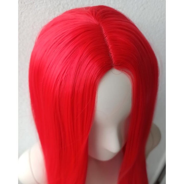 Peruka czerwona bez grzywki koronkowy czepek długa PK014