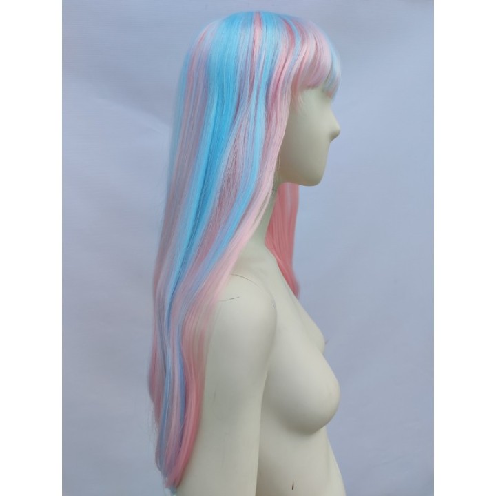 Peruka różowo niebieska z grzywką Rochelle cosplay Monster High pastel goth PK109