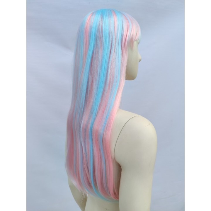 Peruka różowo niebieska z grzywką Rochelle cosplay Monster High pastel goth PK109