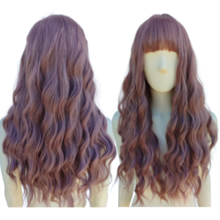 Peruka fale z prostą grzywką loki taro pastelowa pastel goth PK132