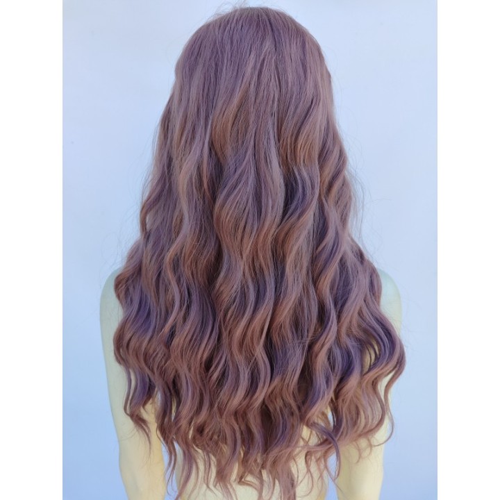 Peruka fale z prostą grzywką loki taro pastelowa pastel goth PK132