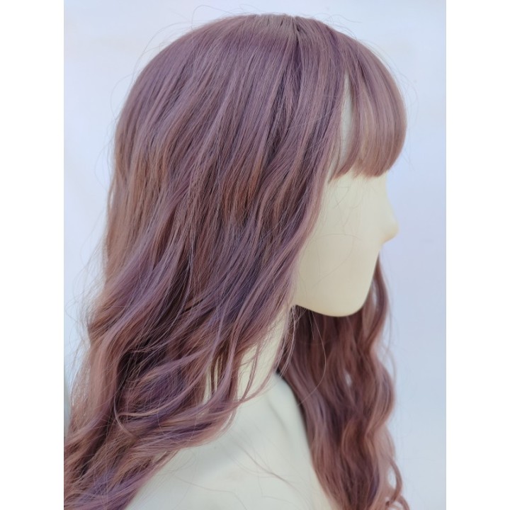 Peruka fale z prostą grzywką loki taro pastelowa pastel goth PK132