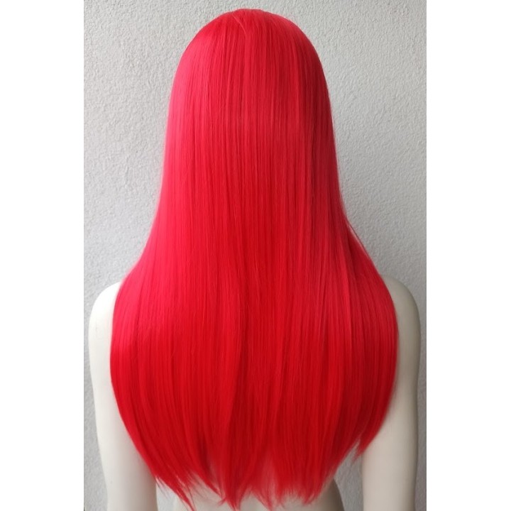 Peruka czerwona bez grzywki koronkowy czepek długa PK014