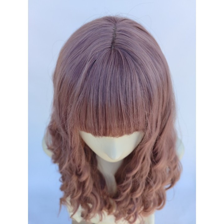 Peruka fale z prostą grzywką loki taro pastelowa pastel goth PK132