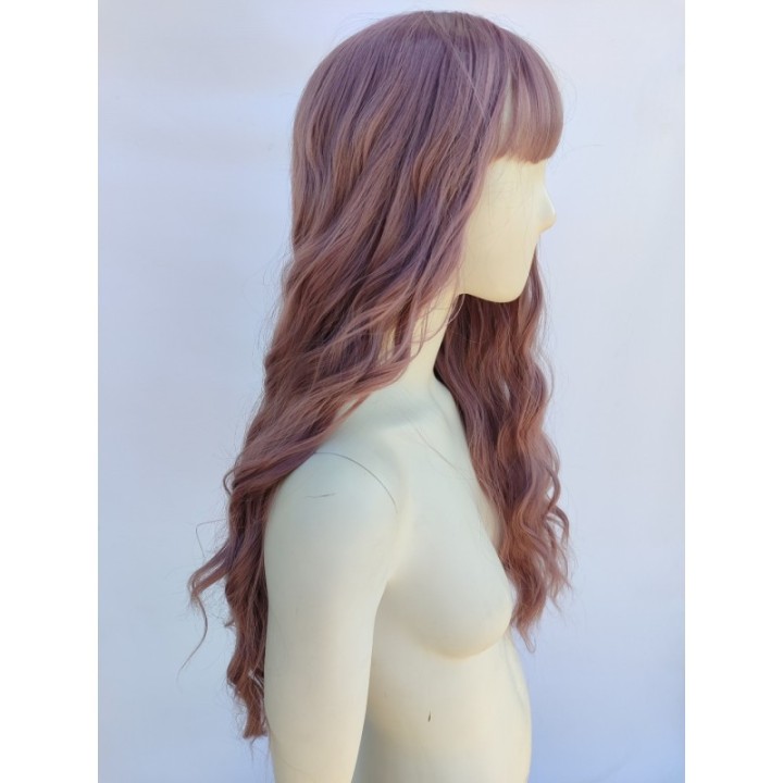 Peruka fale z prostą grzywką loki taro pastelowa pastel goth PK132