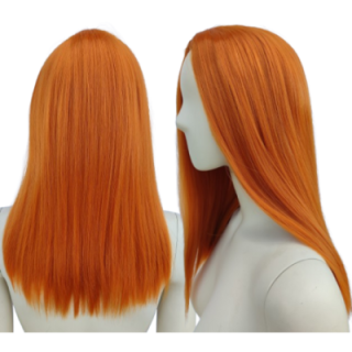 Peruka ruda pomarańczowa long bob bez grzywki do ramion PK161