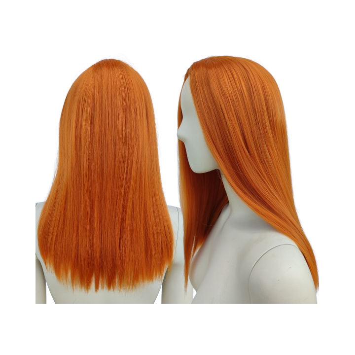 Peruka ruda pomarańczowa long bob bez grzywki do ramion PK161