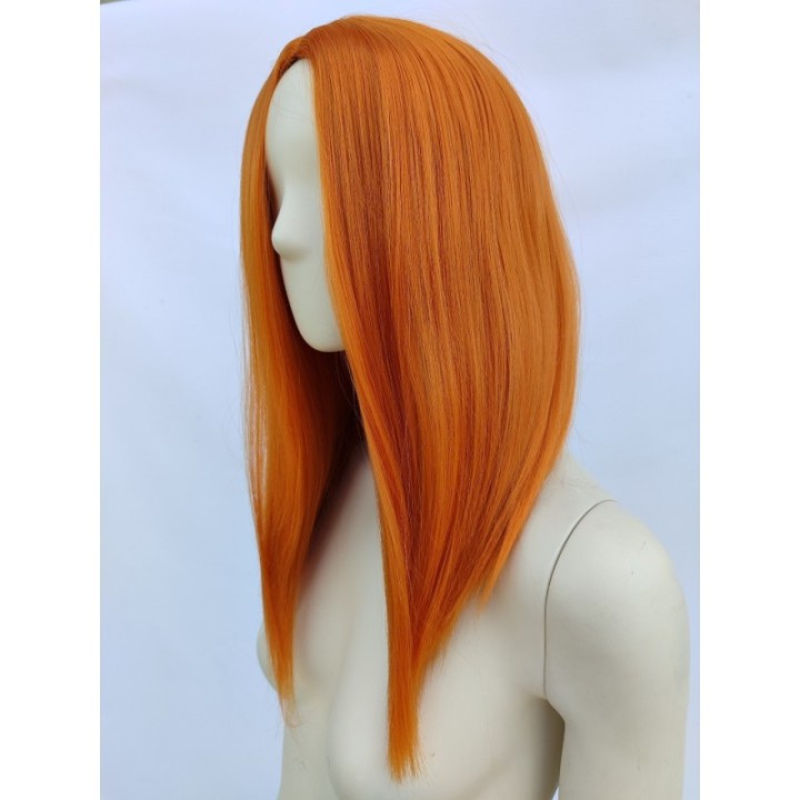 Peruka ruda pomarańczowa long bob bez grzywki do ramion PK161