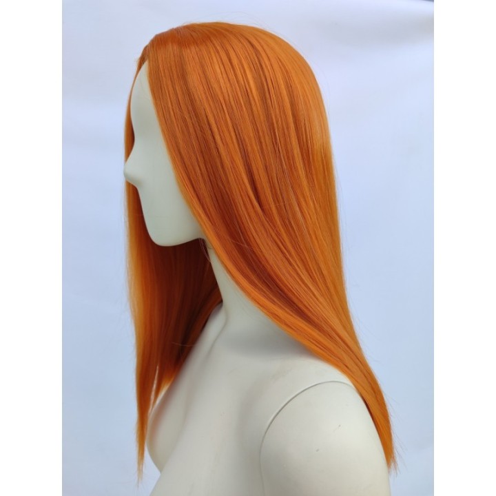 Peruka ruda pomarańczowa long bob bez grzywki do ramion PK161