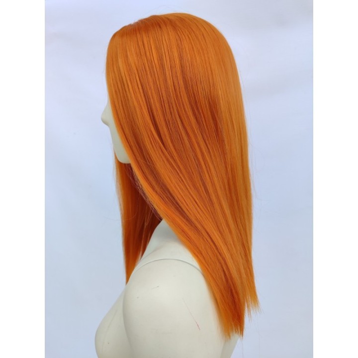 Peruka ruda pomarańczowa long bob bez grzywki do ramion PK161