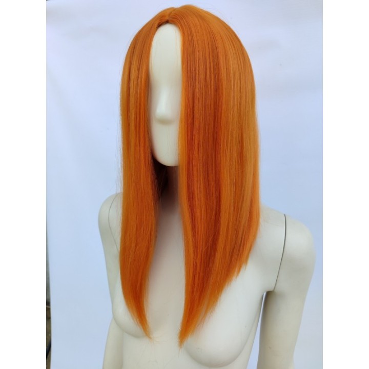 Peruka ruda pomarańczowa long bob bez grzywki do ramion PK161