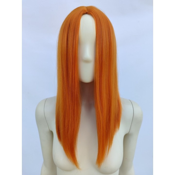 Peruka ruda pomarańczowa long bob bez grzywki do ramion PK161