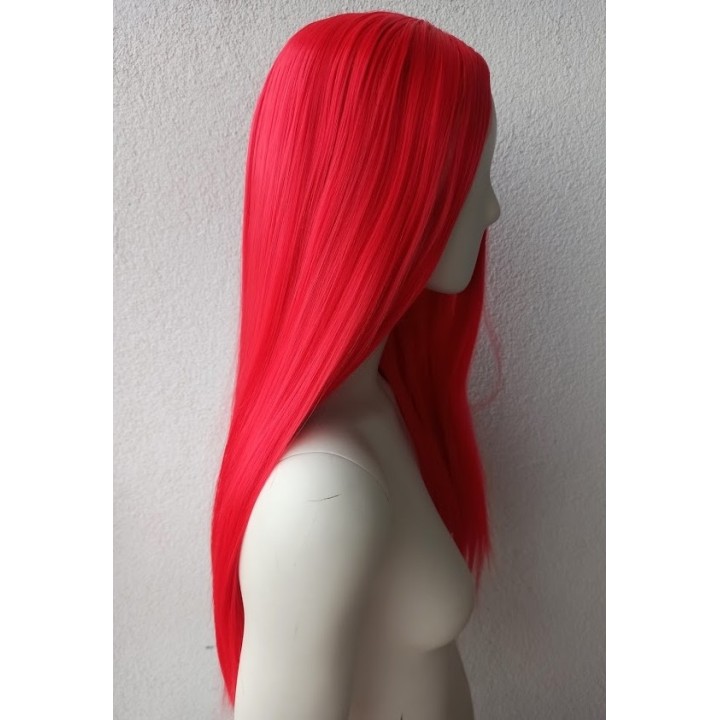 Peruka czerwona bez grzywki koronkowy czepek długa PK014
