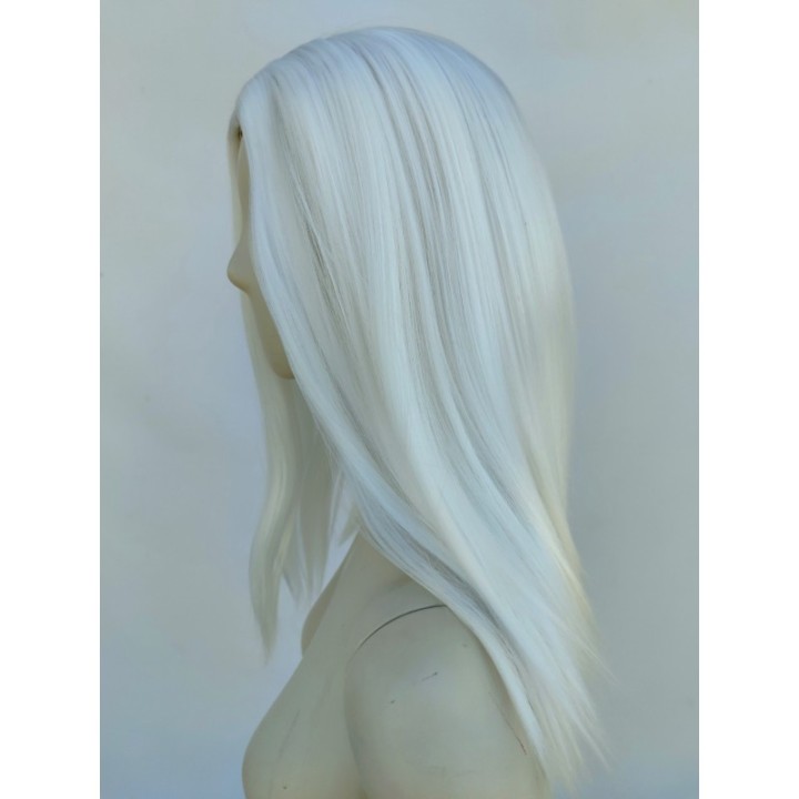 Peruka biała long bob bez grzywki białe włosy PK160