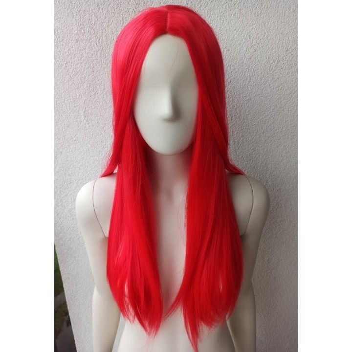 Peruka czerwona bez grzywki koronkowy czepek długa PK014