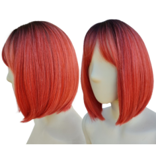 Peruka ombre bob z grzywką czerwona różowa PK112