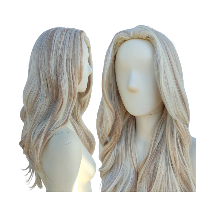 Peruka mroźny bardzo jasny blond platynowy z pasemkami PK144