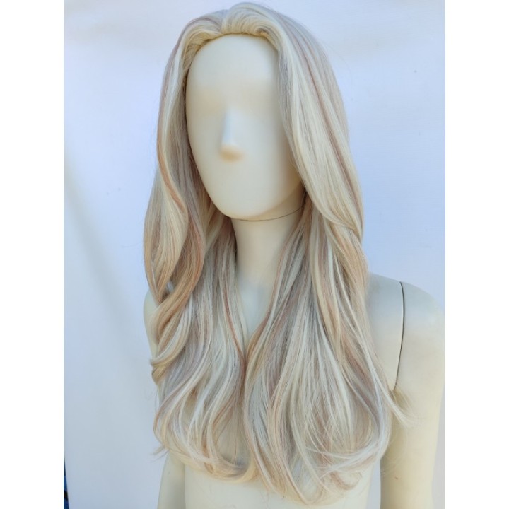 Peruka mroźny bardzo jasny blond platynowy z pasemkami PK144