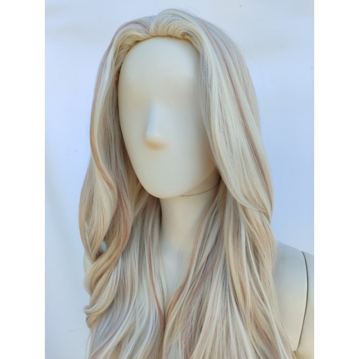 Peruka mroźny bardzo jasny blond platynowy z pasemkami PK144