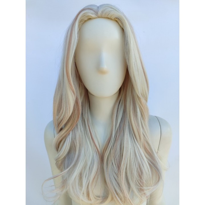 Peruka mroźny bardzo jasny blond platynowy z pasemkami PK144