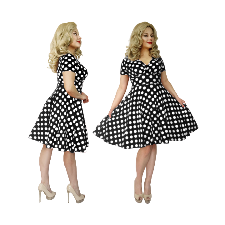 Sukienka pin up w grochy groszki midi retro MONA