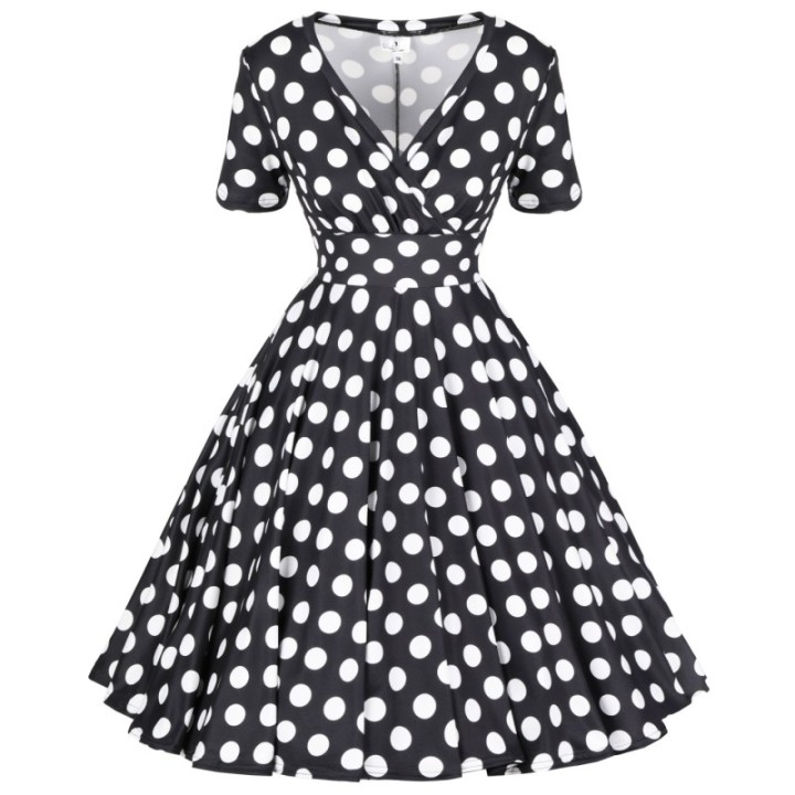 Sukienka pin up w grochy groszki midi retro MONA