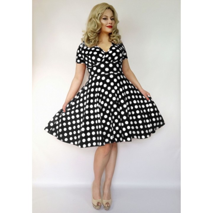 Sukienka pin up w grochy groszki midi retro MONA