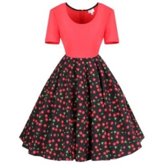 Sukienka pin up retro w wisienki rozkloszowana MADLEN