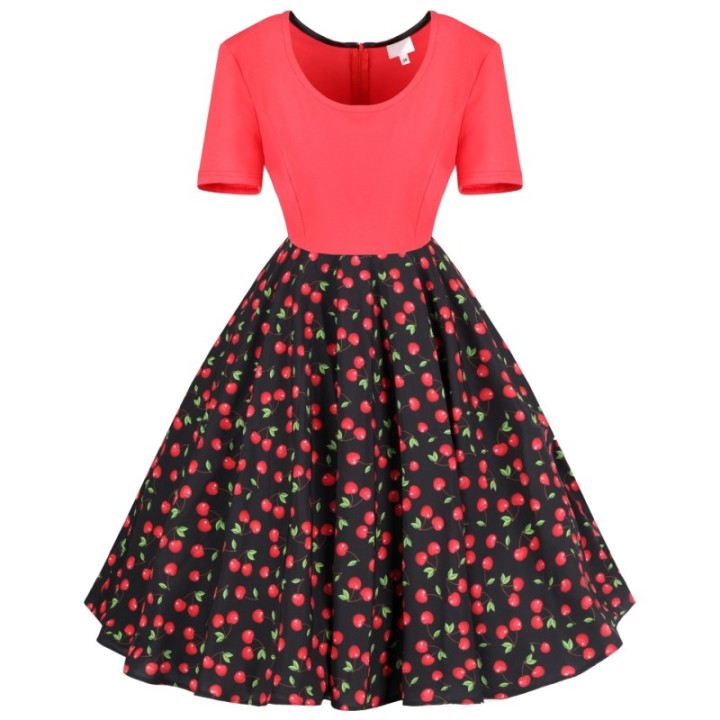 Sukienka pin up retro w wisienki rozkloszowana MADLEN