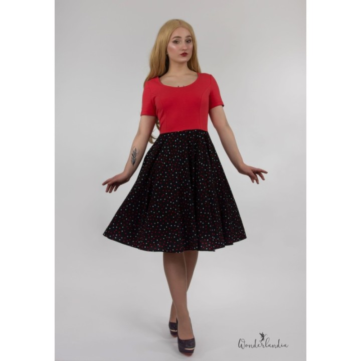 Sukienka pin up retro w wisienki rozkloszowana MADLEN