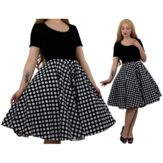 Sukienka pin up w groszki grochy rozkloszowana lata 60 MADLEN