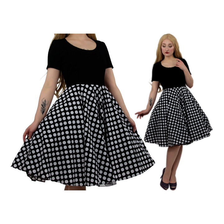 Sukienka pin up w groszki grochy rozkloszowana lata 60 MADLEN