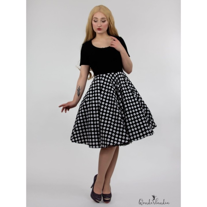 Sukienka pin up w groszki grochy rozkloszowana lata 60 MADLEN