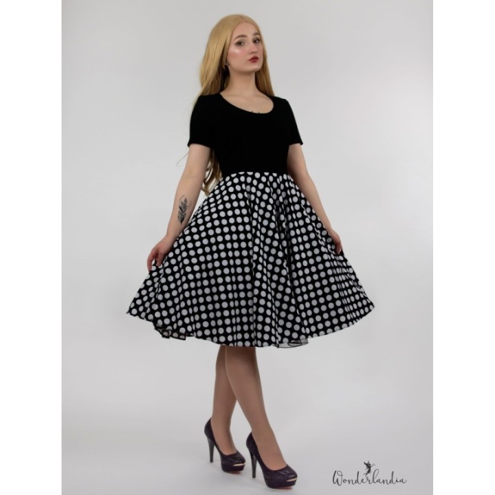 Sukienka pin up w groszki grochy rozkloszowana lata 60 MADLEN