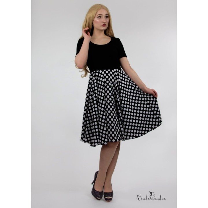 Sukienka pin up w groszki grochy rozkloszowana lata 60 MADLEN