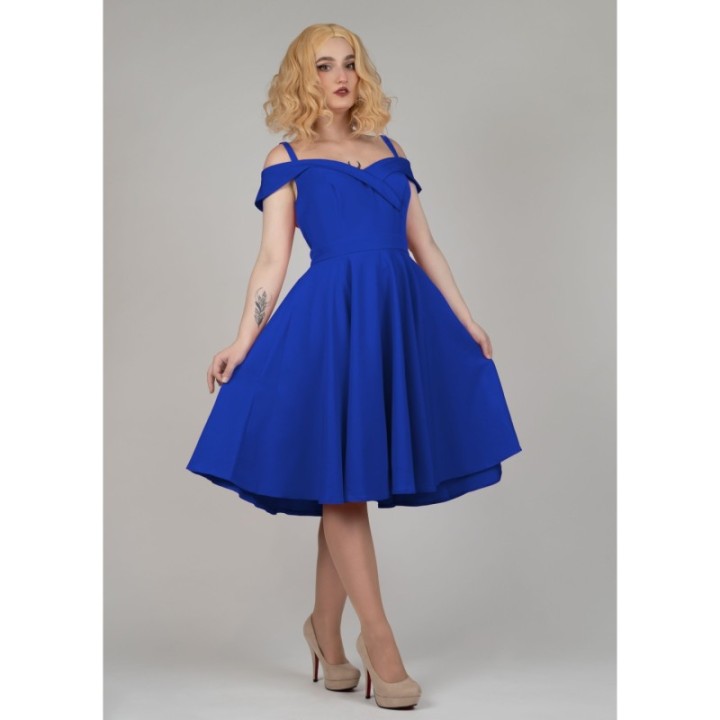 Sukienka hiszpanka pin up niebieska rozkloszowana BELLA