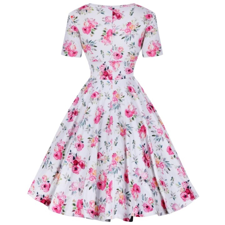 Sukienka pin up w róże różyczki łączka kwiaty elegancka MONA