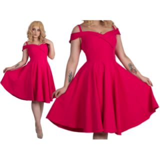 Sukienka hiszpanka pin up fuksja różowa magenta midi BELLA