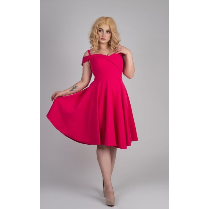 Sukienka hiszpanka pin up fuksja różowa magenta midi BELLA