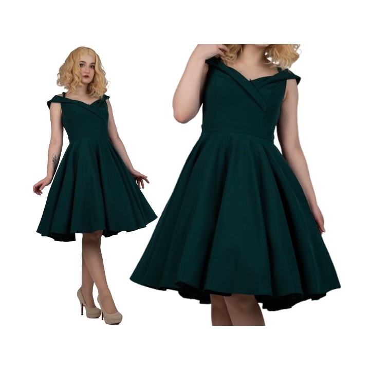 Sukienka butelkowa zieleń pin up z koła BELLA