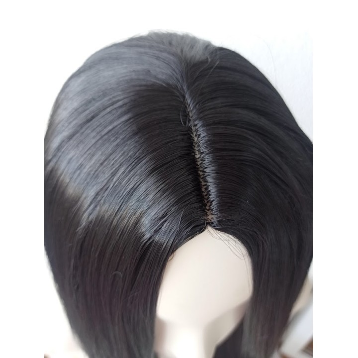 Peruka bez grzywki czarna czarne proste włosy PK013