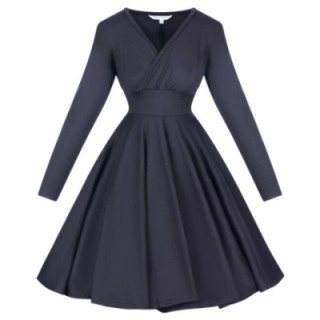 Sukienka pin up czarna z kopertowym dekoltem NONA