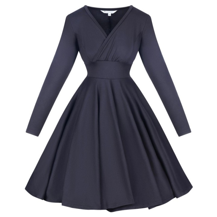 Sukienka pin up czarna z kopertowym dekoltem NONA