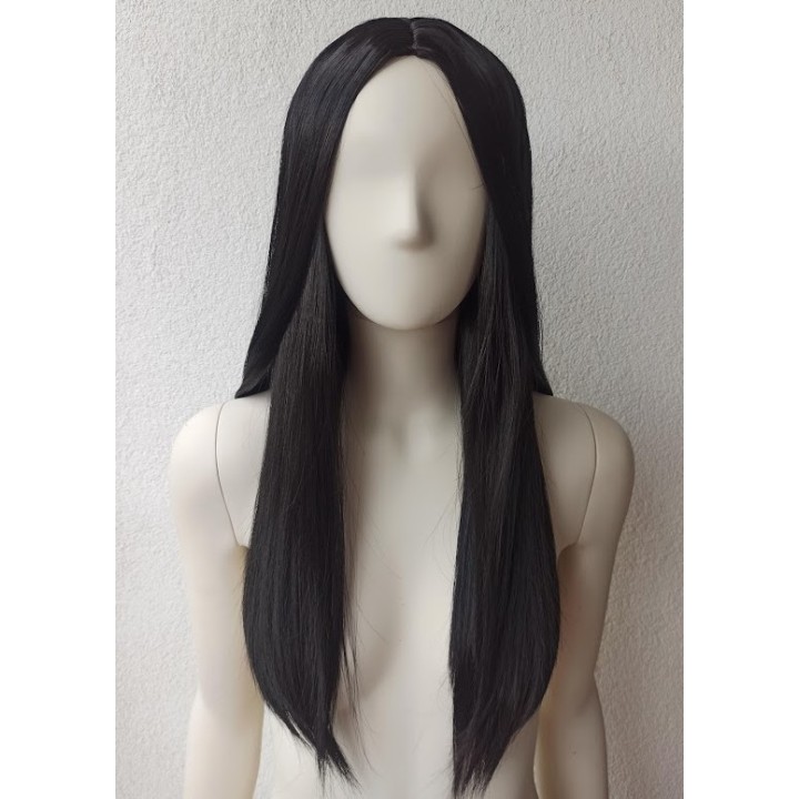 Peruka bez grzywki czarna czarne proste włosy PK013
