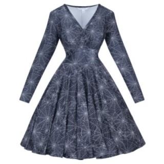 Sukienka alternatywna midi gotycka w pajęczyny nu goth NONA