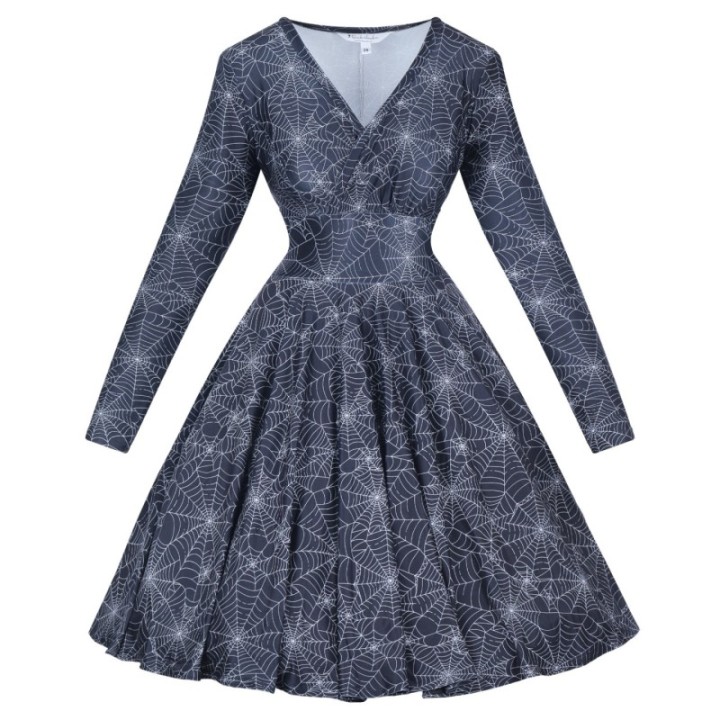 Sukienka alternatywna midi gotycka w pajęczyny nu goth NONA