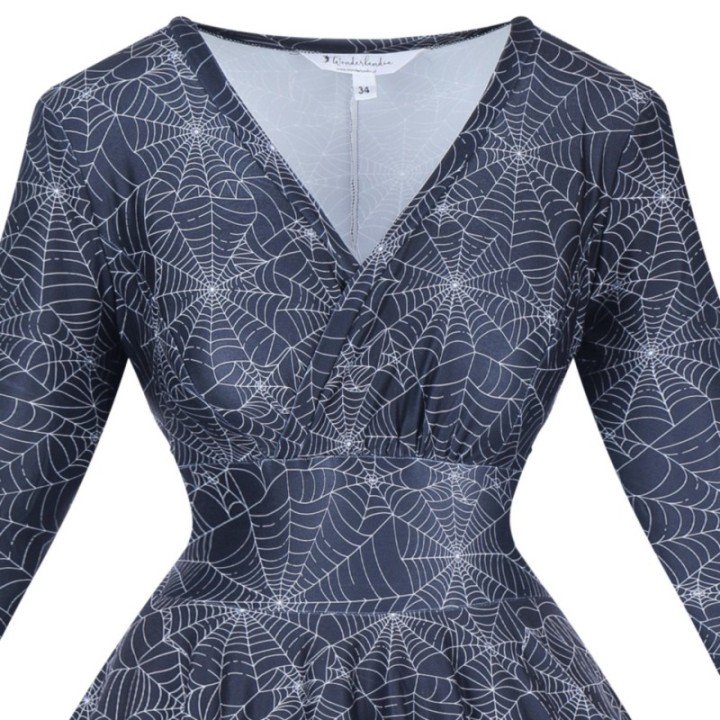 Sukienka alternatywna midi gotycka w pajęczyny nu goth NONA