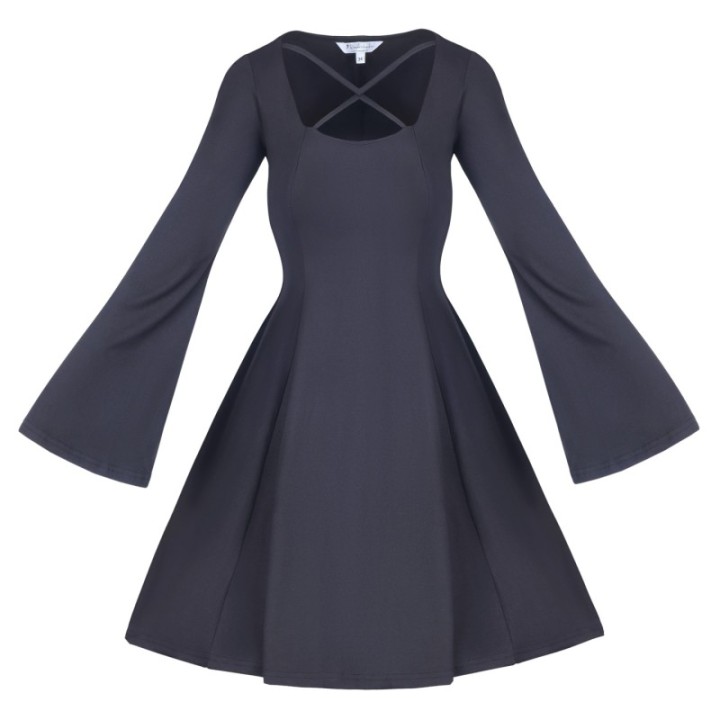 Sukienka alternatywna gotycka z rękawami flare SOL